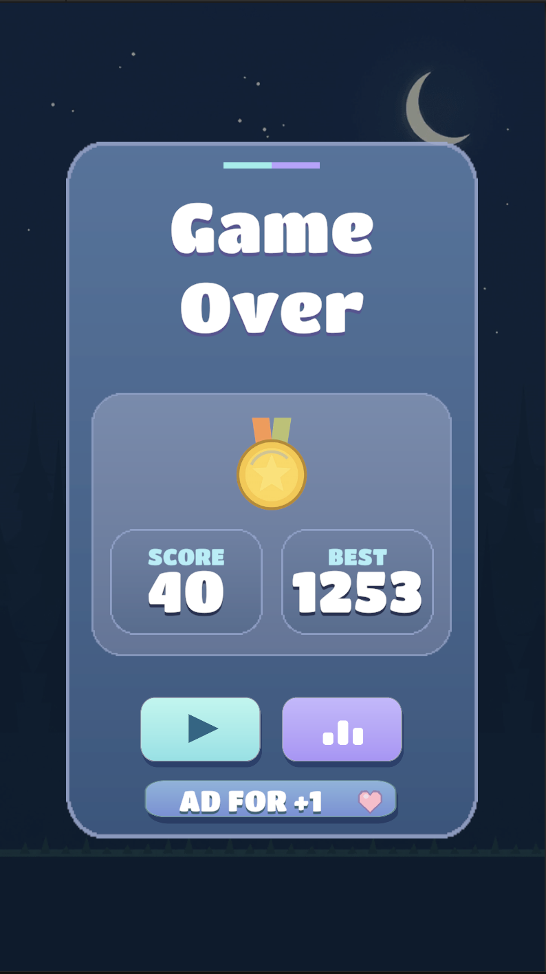 Forest Rush game over screen