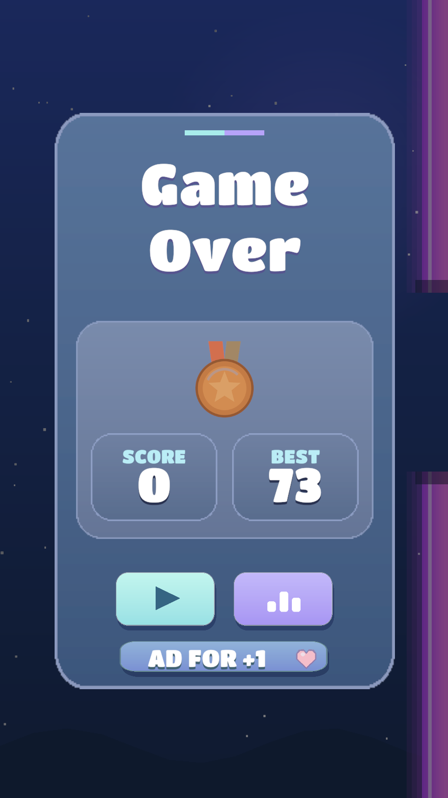 Alien Flight game over screen